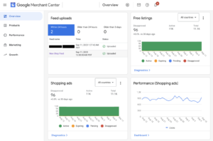Google Merchant Center dashboard